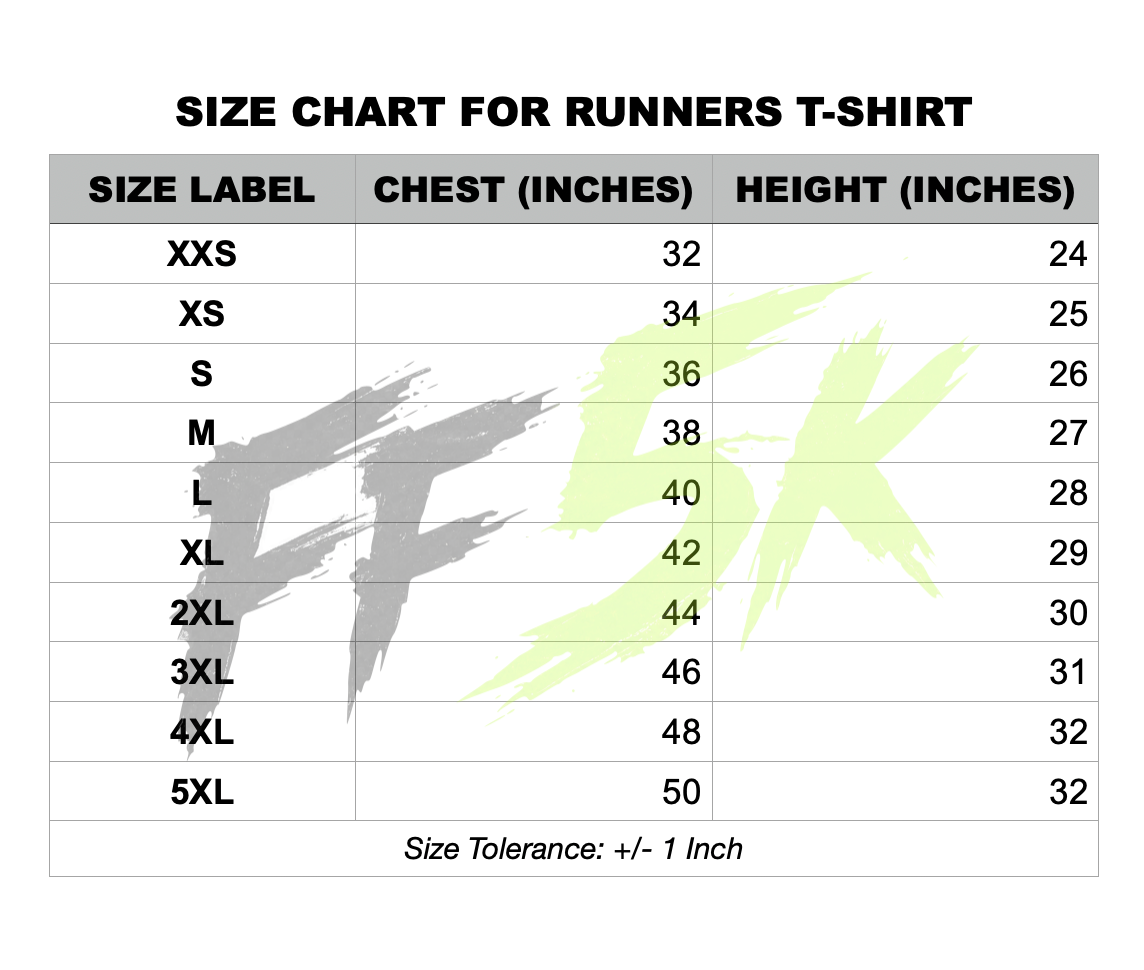 ff5k 2026 t shirt size chart usx